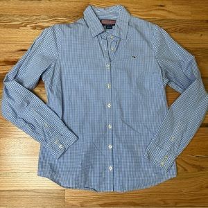 EUC size 6 VINEYARD VINES Cornflower blue and white Gingham Button Down Shirt
